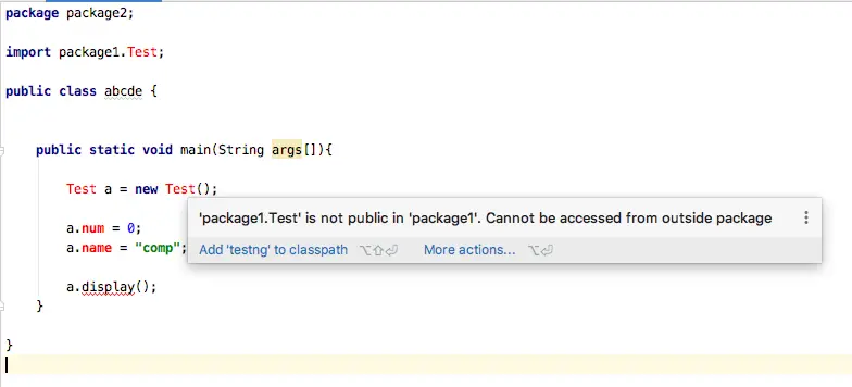 java access modifiers