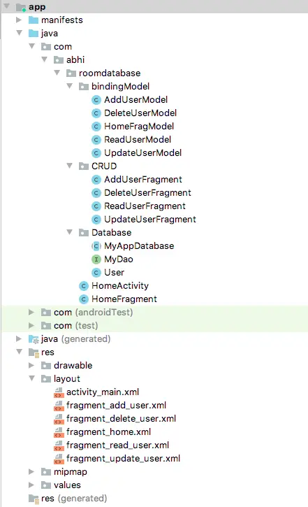 android room database project structure