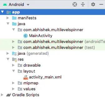android multilevel spinner