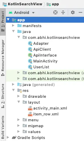 android recyclerview search